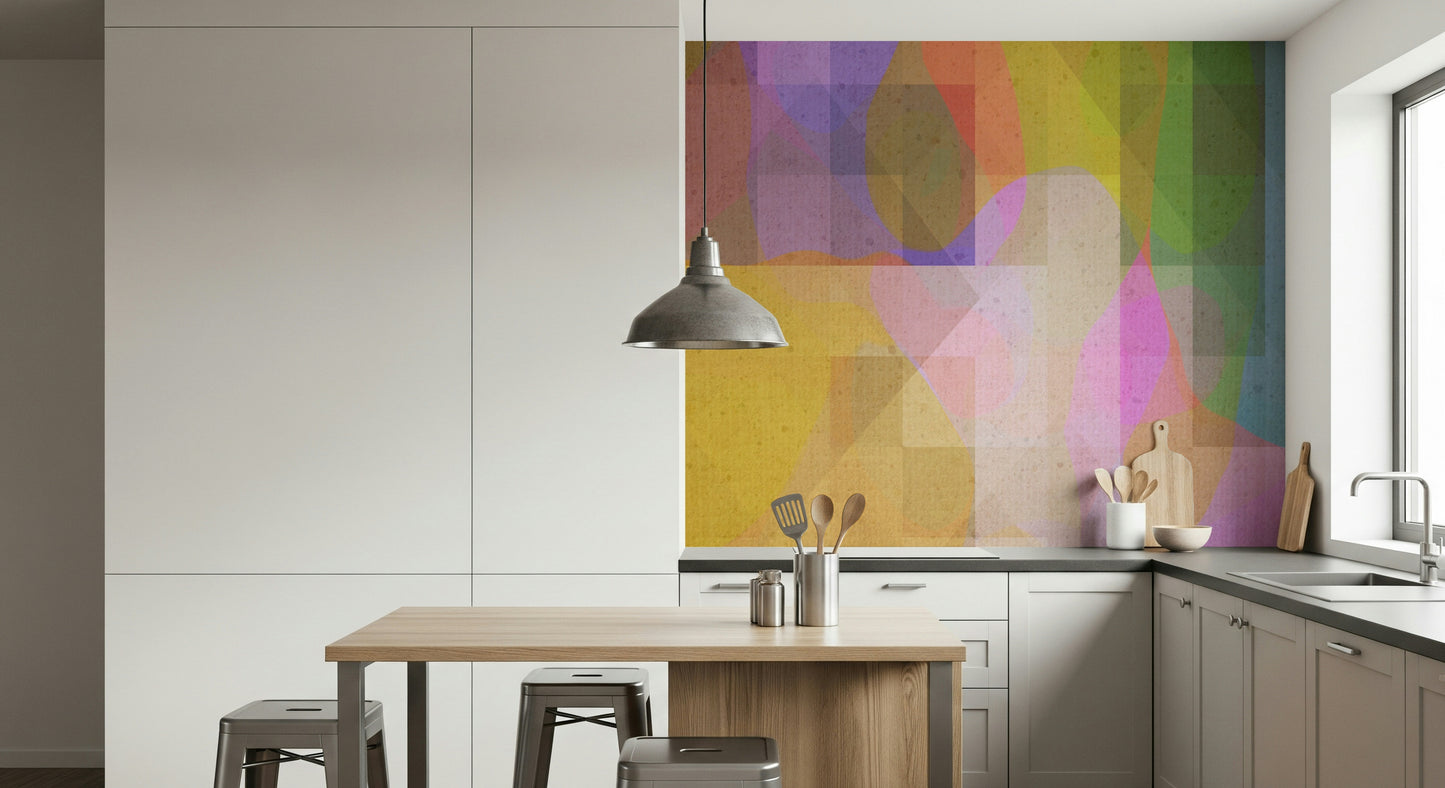 Soft, blended geometric patterns creating a modern minimalist wallpaper with a textured feel.