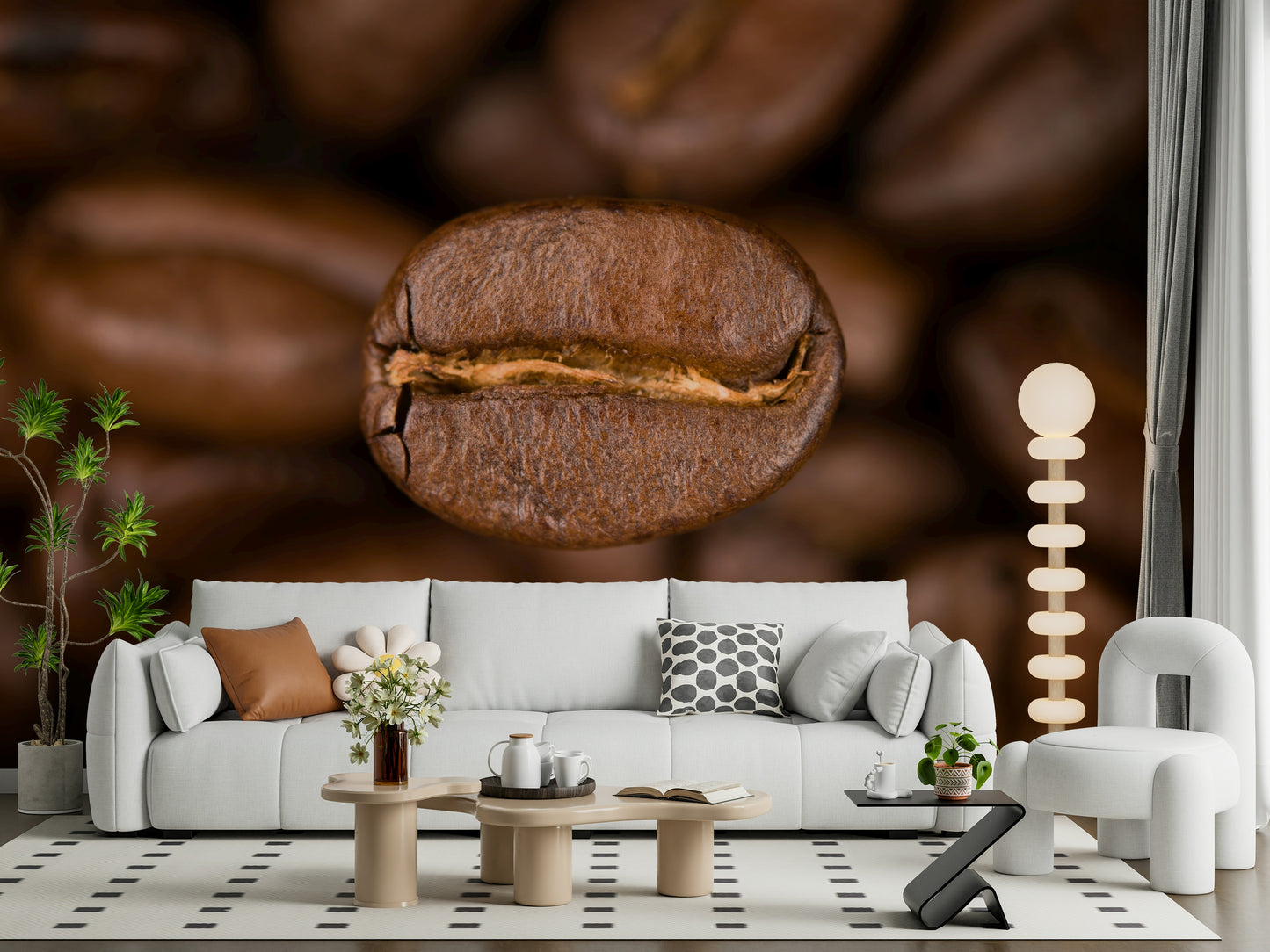 This wallpaper transforms any space with its magnified coffee bean imagery, evoking the aroma of freshly brewed coffee.