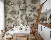 This wallpaper offers an elegant pattern of spring blossoms that adds a calm and airy feel to any room.
