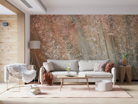 Decorative wall mural capturing the movement of fountain grass in a peaceful outdoor scene.