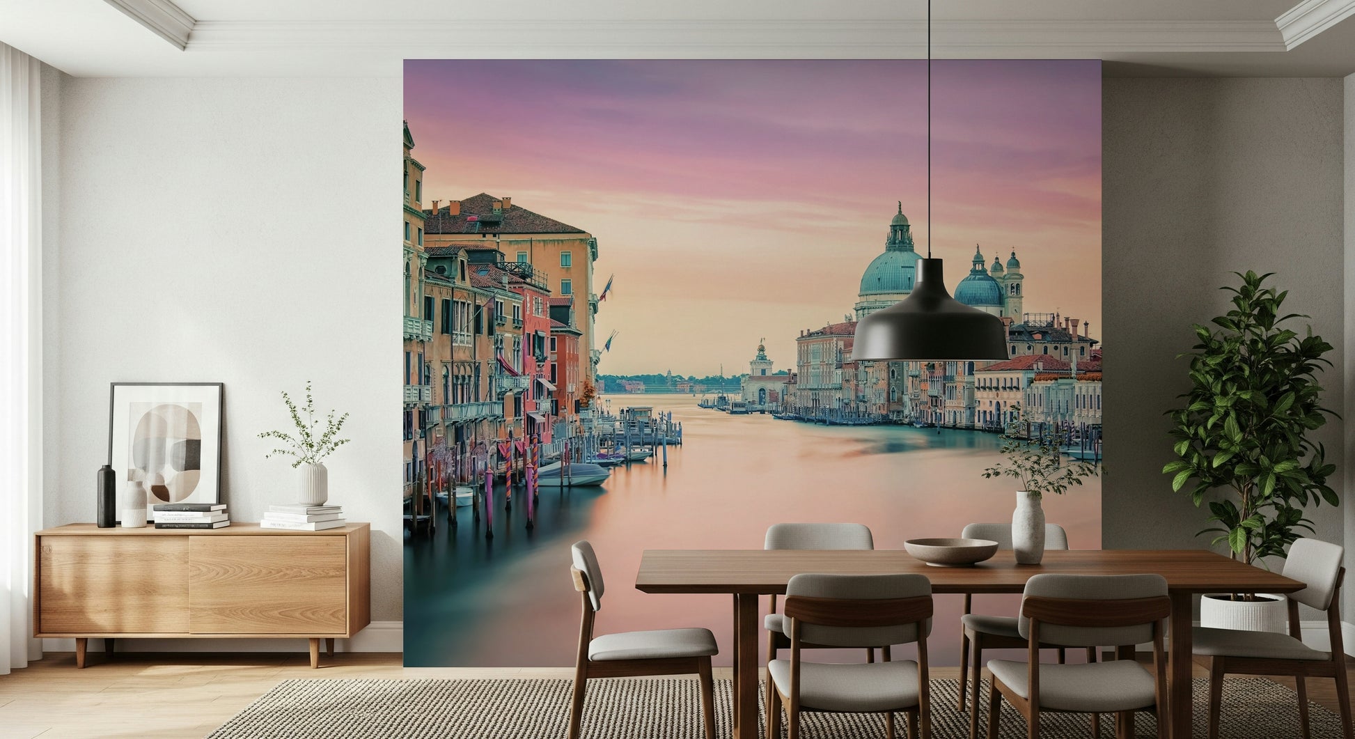 European Grand Canal cityscape wallpaper smooth dreamlike surface.