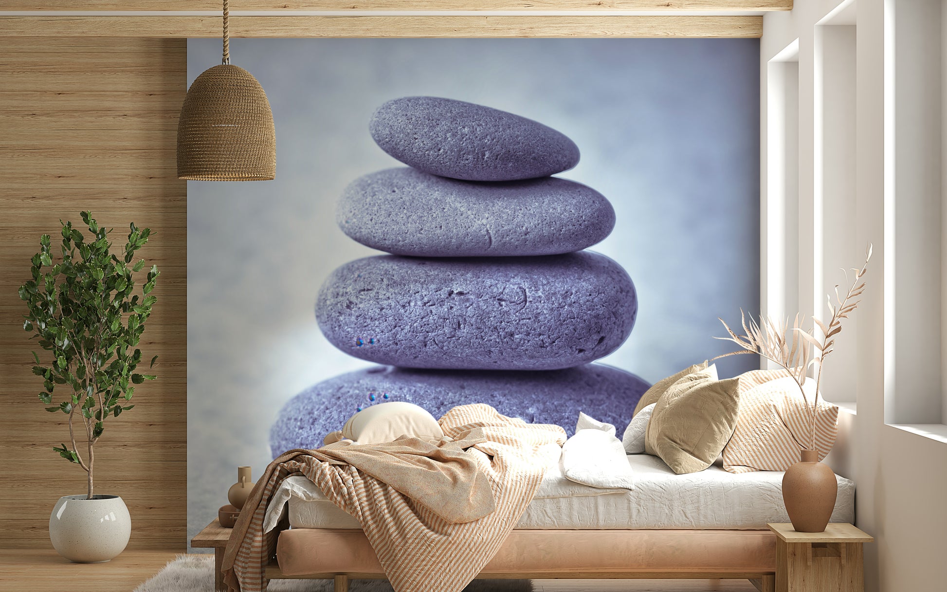 Rounded Stone Stack wall mural relaxing mindfulness design.