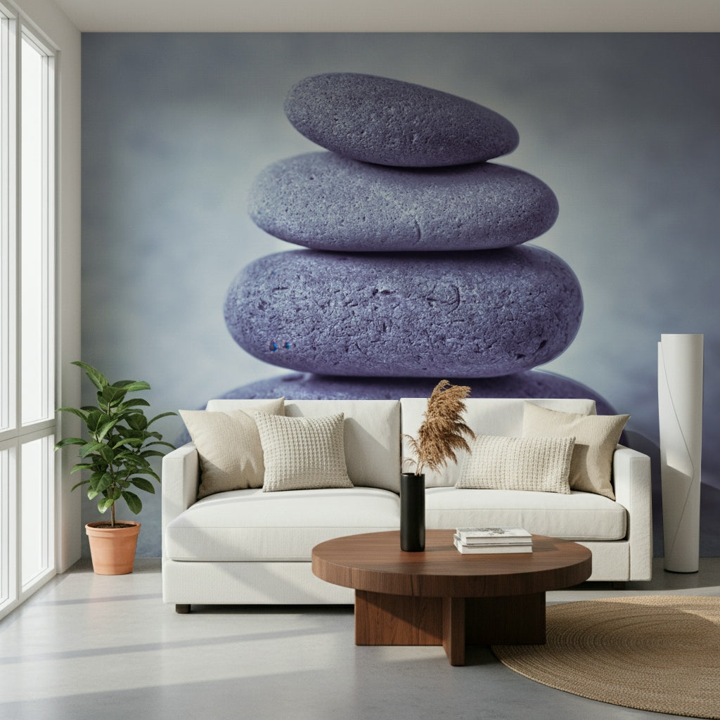 Minimalist Stone Stack natural wall mural serene balance.