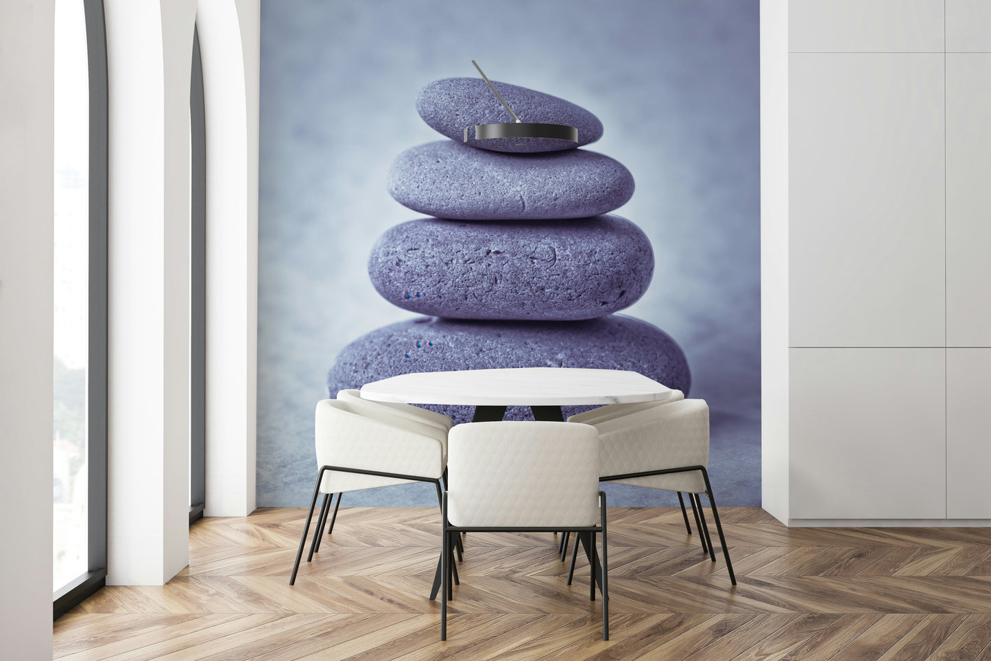 Textured gray Zen pebbles upright wallpaper quiet mood.