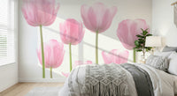 Magnificent Tulip stems upright wallpaper bright ambiance.