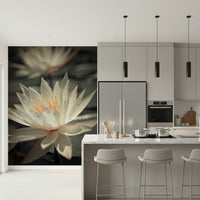 Elegant botanical art Water Lily wallpaper perfect for meditation space.