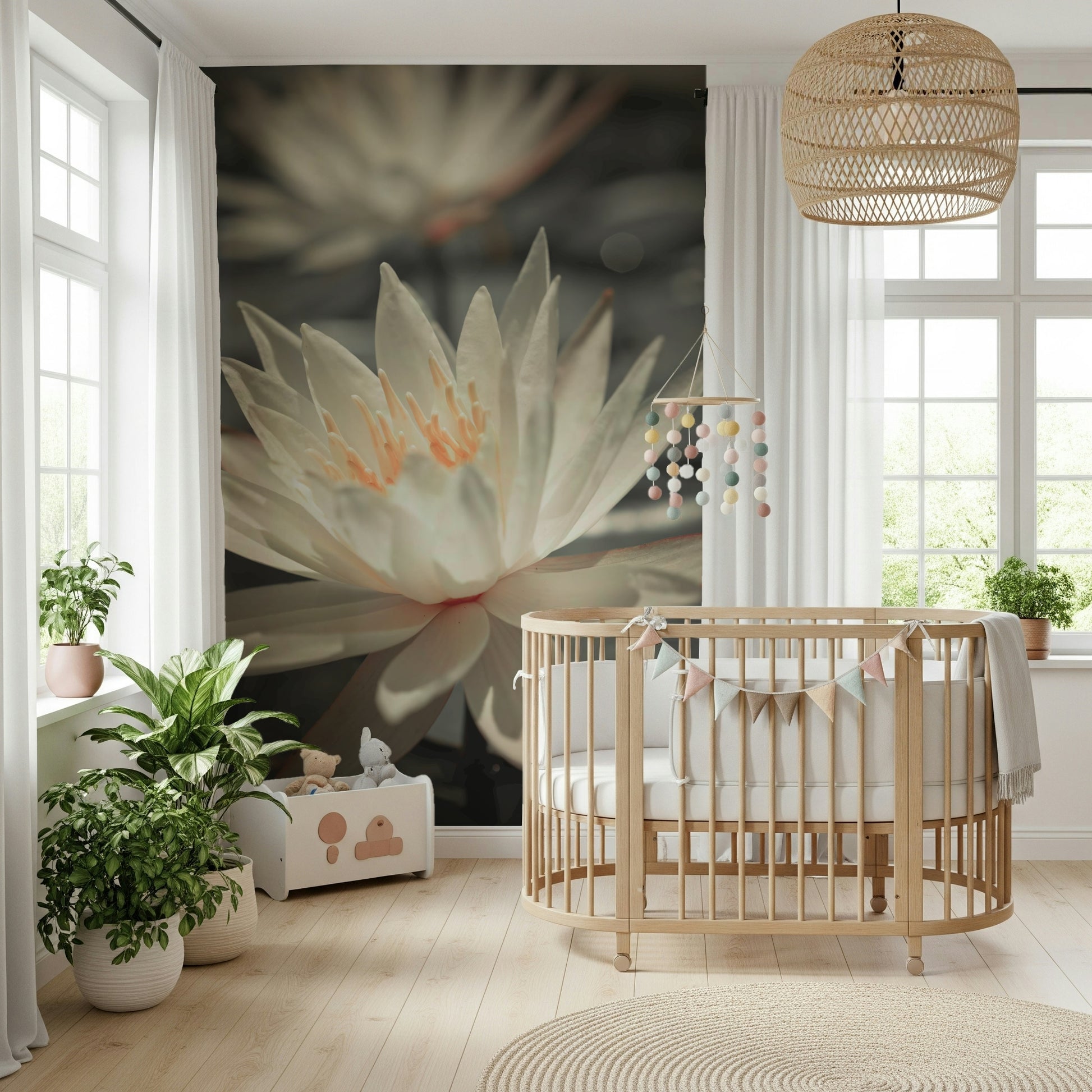 Dramatic Water Lily artistic rendering wall mural stunning visual effect.