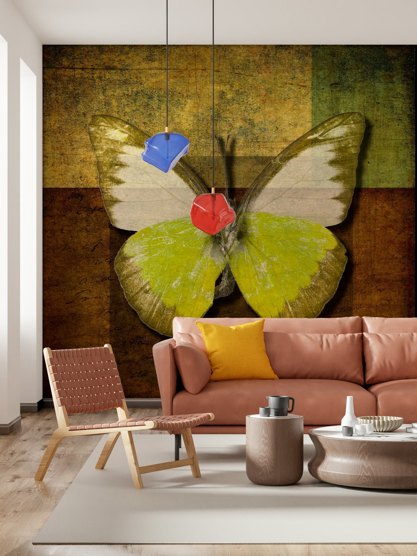 Wall art mural Butterfly Vintage Hues striking antique insect graphic.