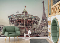 Old World Carousel Wallpaper Nostalgic French fairground picture for a stunning wall.