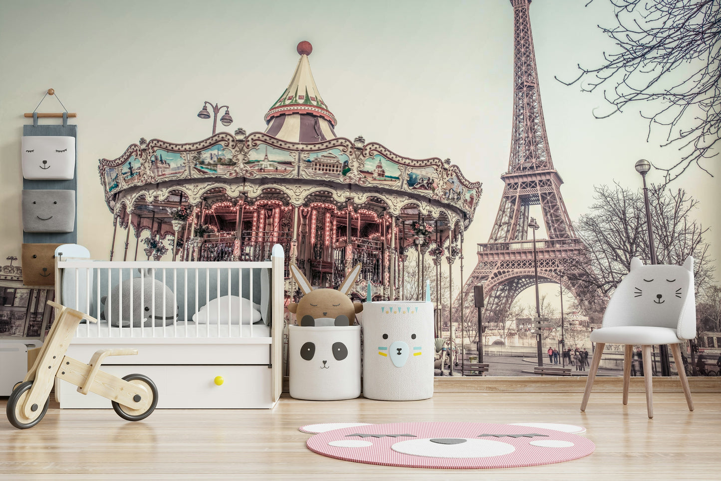 Eiffel Tower Carousel Wallpaper Charming vintage carnival scene in the French capital.