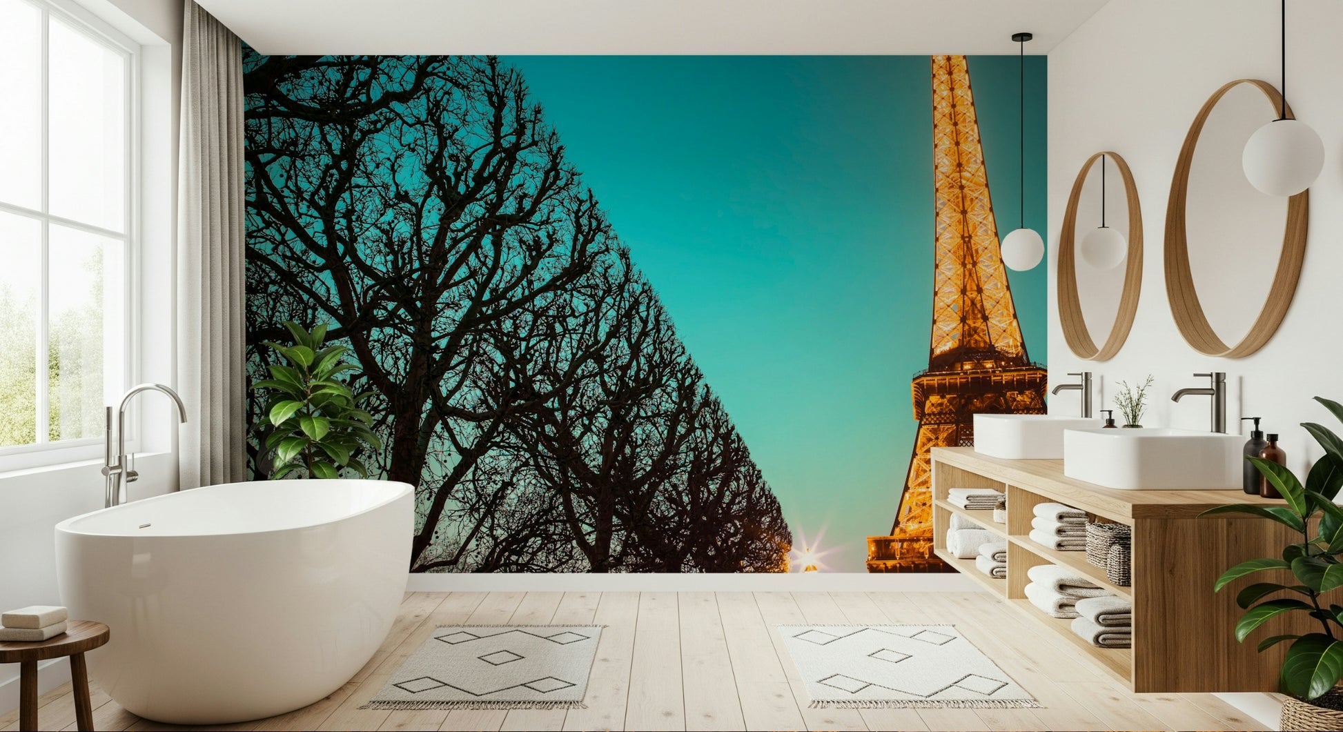 Towards Tower Mural Famous French structure towering over the avenue wallpaper.