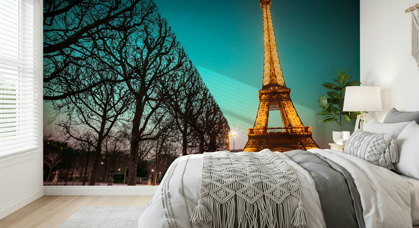 Twinkling Landmark Wallpaper Dramatic urban vista with unique angular foliage.