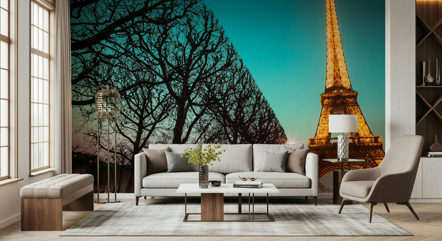 Twinkling Tower Wallpaper Spectacular sight of tower from a scenic park avenue.