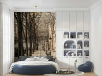 Montmartre Steps Wallpaper Old European street lamps lining an ascent.