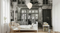 Classic cinema feel French shop facade mural decoration.