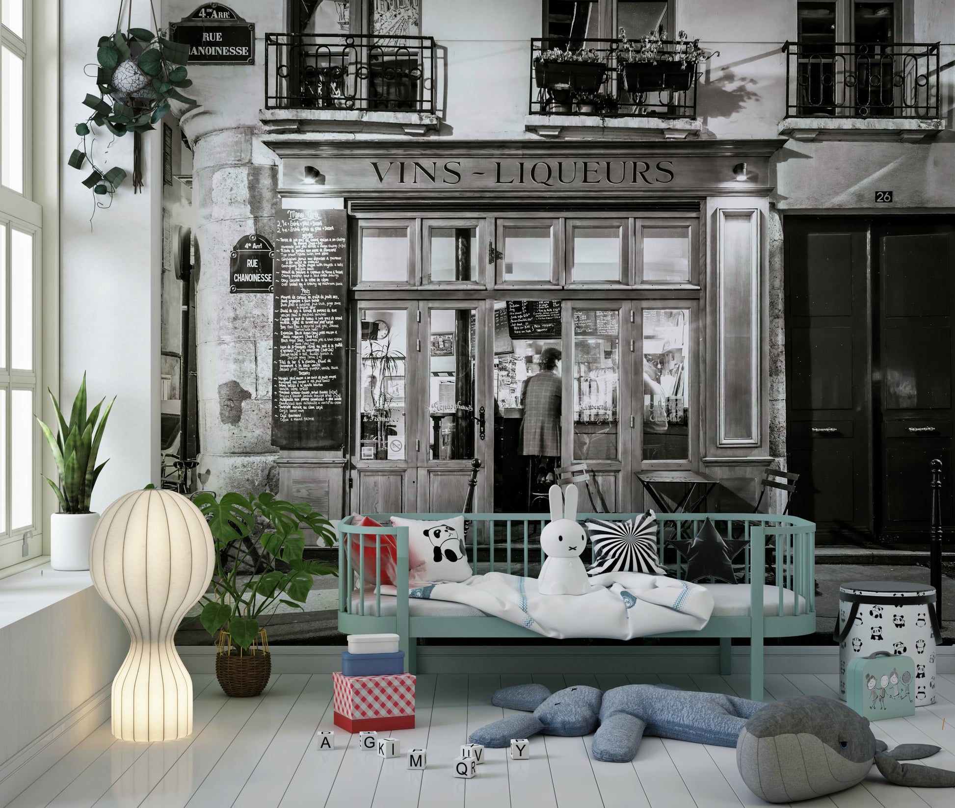 Historic Rue Chandinesse view wallpaper for walls, quintessential Paris.