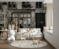 Romantic night time alley scene wallpaper, Vins-Liqueurs signage.