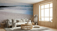 Seascape view Happy Beach mural positive emotion.