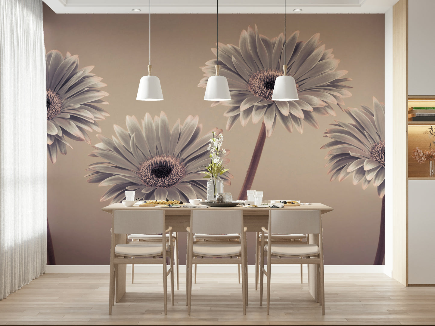 Contemporary floral image Gerbera Calm decorative wallpaper simple beauty
