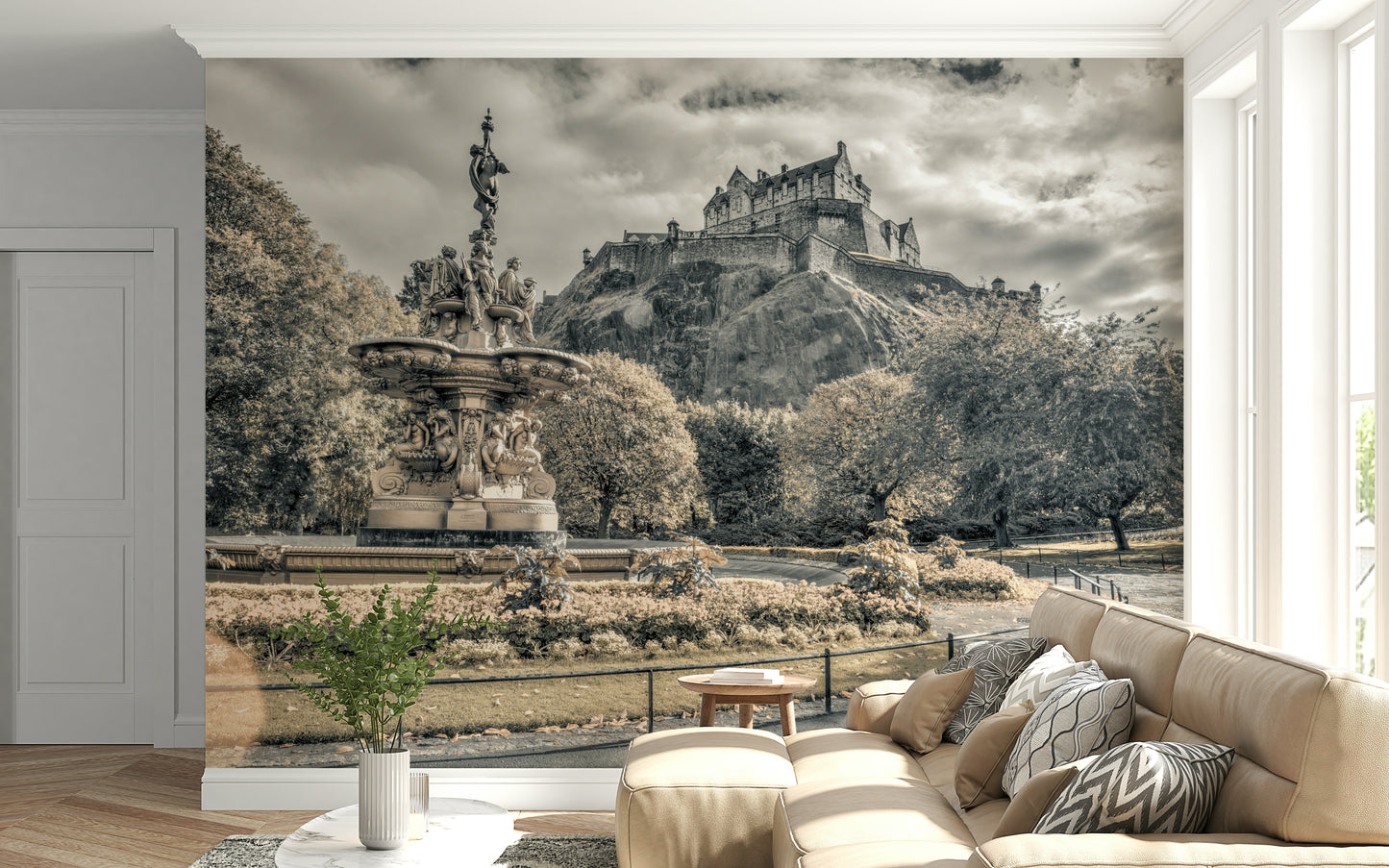 Atmospheric Castle Vista high ground wallpaper feature wall