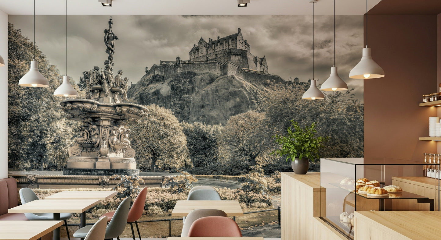 Vast Edinburgh Castle historic view wall mural for decor