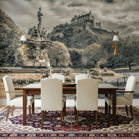 Royal Castle Vista stone ramparts wallpaper for home office
