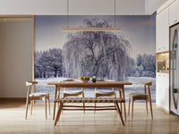 Glacial Winter Weeping Tree mural, a stunning snowy decor.
