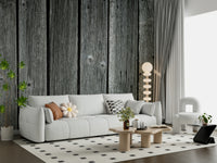 Rustic wood panel wallpaper, distressed barn planks, realistic wall mural.