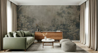 Fresco style wall mural, damp garden balustrade, Smoke wallpaper art.