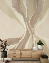 Contemporary Whispering Waves wallpaper smooth curves gentle layered earthy colors