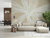 Modern wall mural Flowing Lines neutral tan color interwoven ribbon look