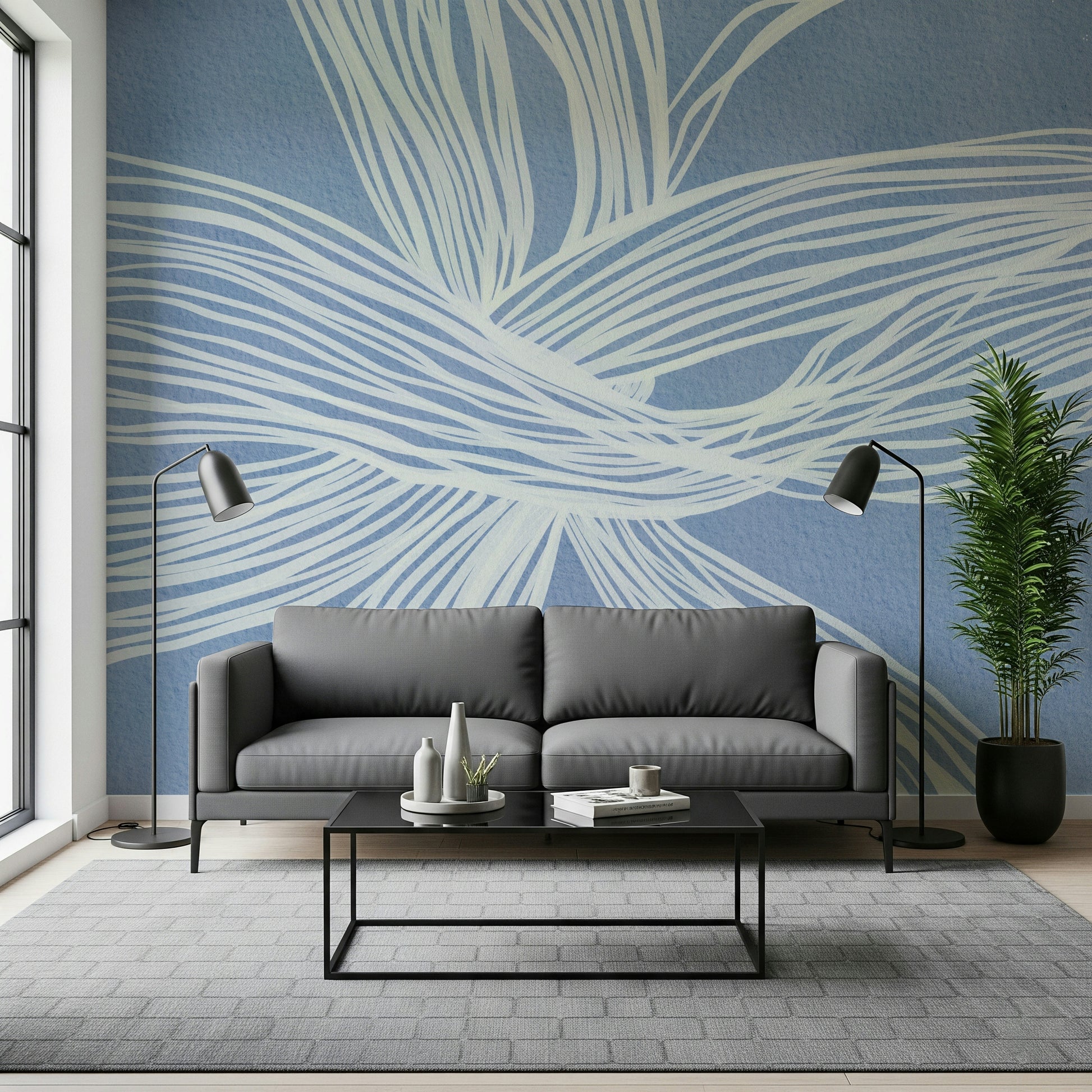 Artistic Blue Weave wall accent decor abstract flowing organic shapes