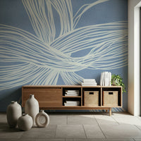 Bedroom wallpaper Blue Weave tranquil powder blue modern flowing movement