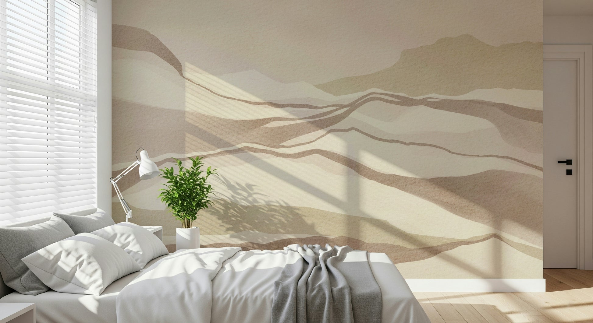 Boho chic Neutral Desertscape poster highlighting organic curved forms.