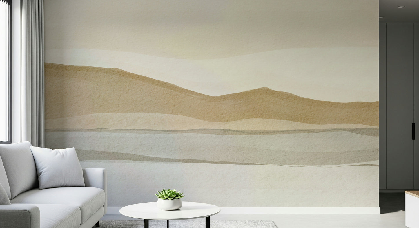 Large scale artistic desert mural called Serene Sandscape pattern.