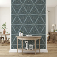 Intricate Azure Radiance repeat wallpaper featuring sharp, precise geometry.