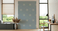 Serene Art Deco Radiance mural in a calming light blue tone.