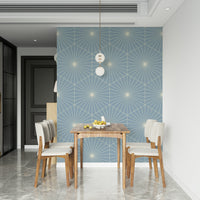 Delicate fanning pattern Powder Blue Radiance wallpaper for gentle decor.