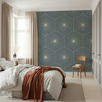 Vintage style fan Radiance mural brings refined architectural elements.