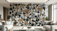 Textured Terrazzo tile look wallpaper for an authentic stone surface.