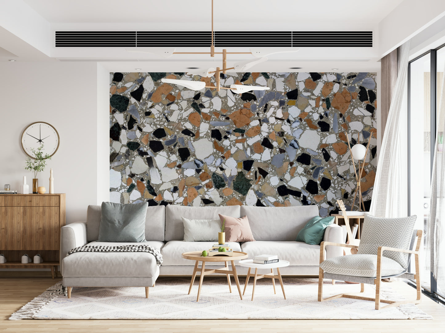 Decorative Terrazzo stone wallpaper with a pleasing, timeless aesthetic.