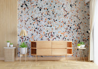Refined Light Coral Terrazzo wallpaper subtle flecks creating a contemporary finish look.