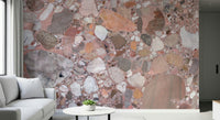 Refreshing Rose Blush Terrazzo Tile mural wall covering subtle gentle pastel hues.