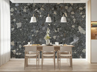 Bold Terrazzo Chips of Marble wallpaper. High-contrast pattern.