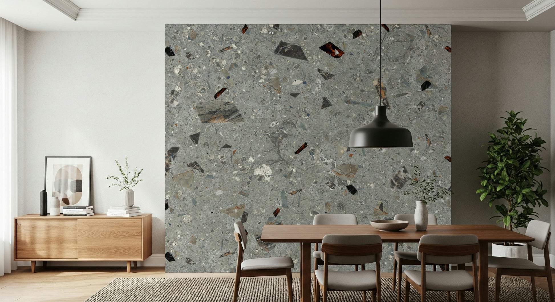 Modern wall mural of composite stone, perfect Grey Granite imitation.
