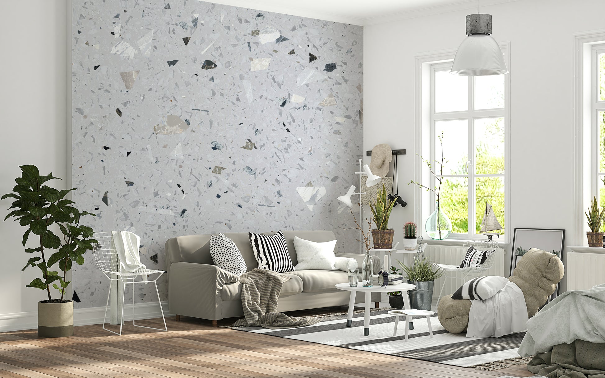 Granite inspired Terrazzo wallpaper design for residential use.