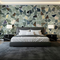 Natural mosaic fragments mural with varied color chips