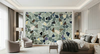 Grey geometric wallpaper natural tile appearance cool tones