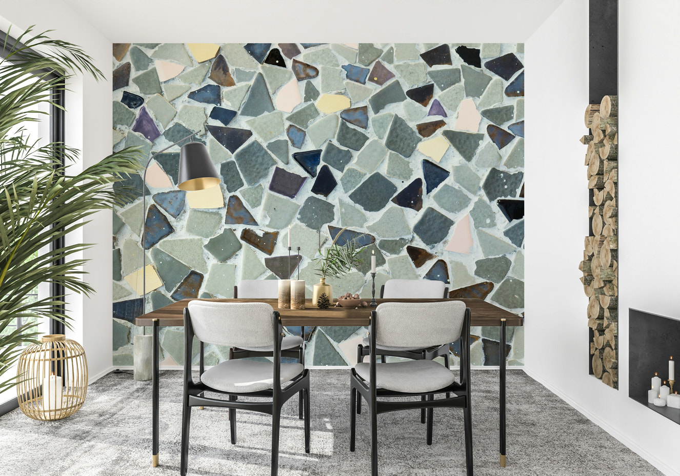 Handcrafted Natural Look Tile resembling shattered wallcovering.