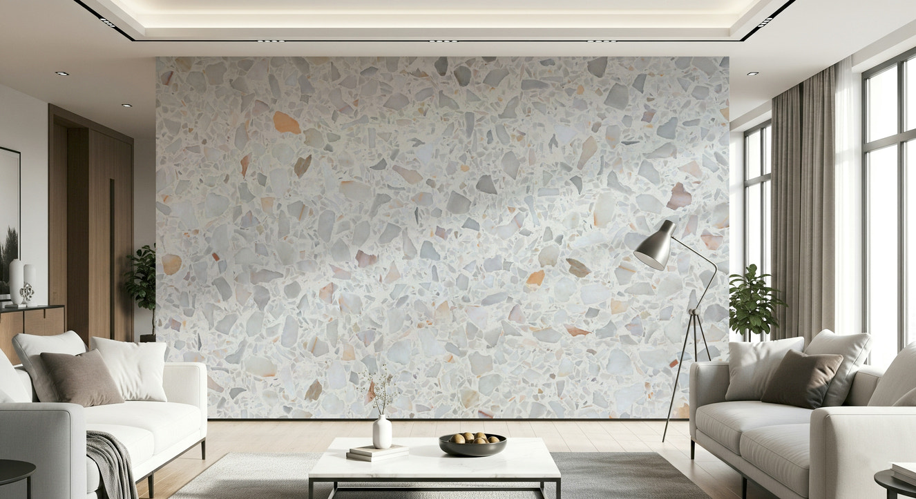 Modern Terrazzo Natural Marble wallpaper: Light speckle design.